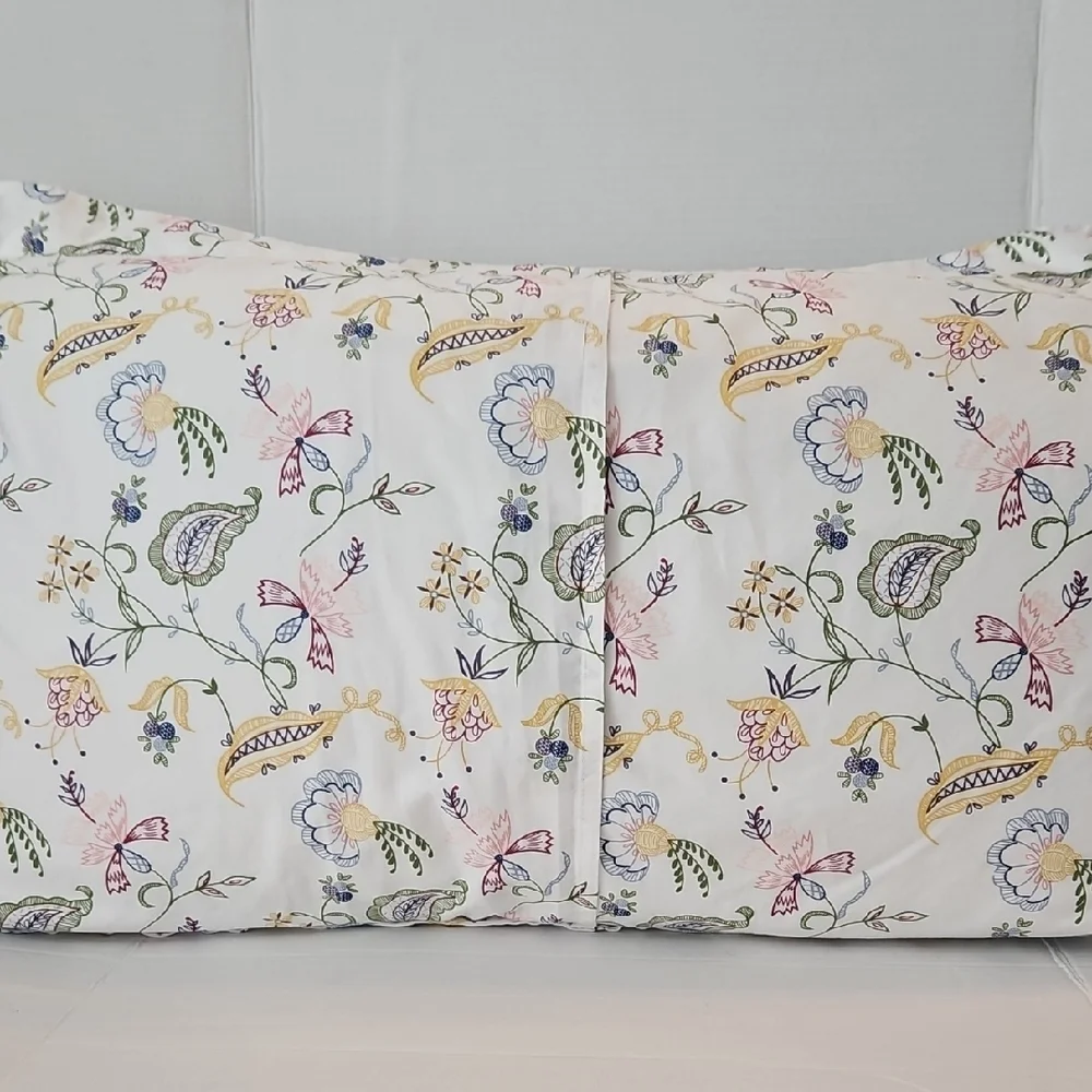 DownTown Company Floral Paisley Yellow  Blue Cotton King Duvet & Pillow Sham Set